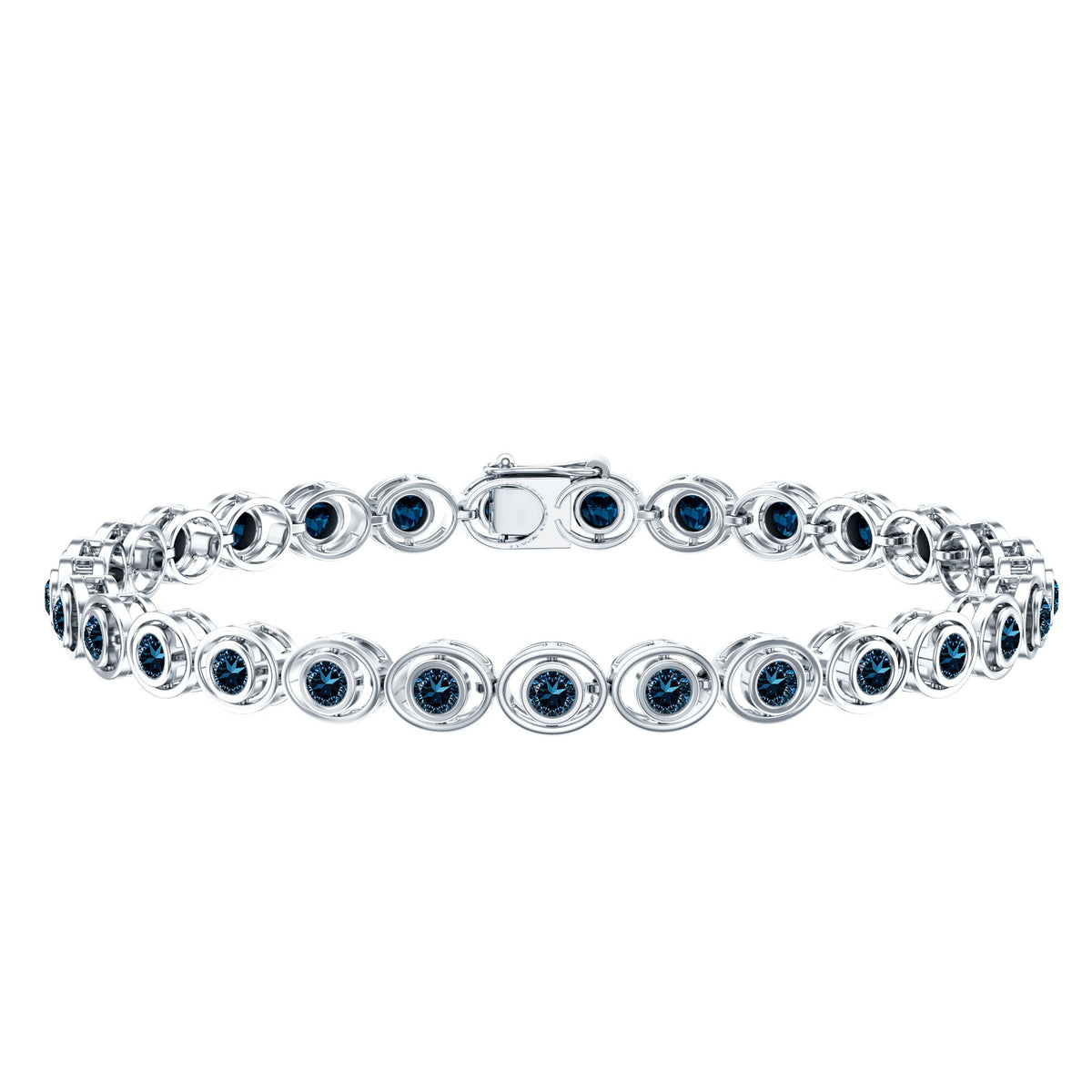 Bezel Set London Blue Topaz Tennis Bracelet for Women