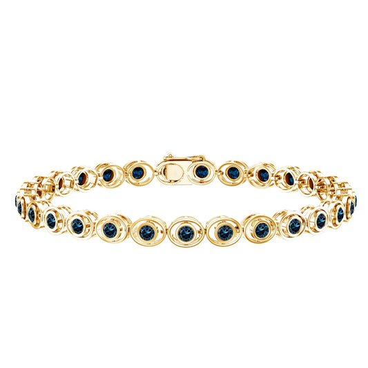 Bezel Set London Blue Topaz Tennis Bracelet for Women