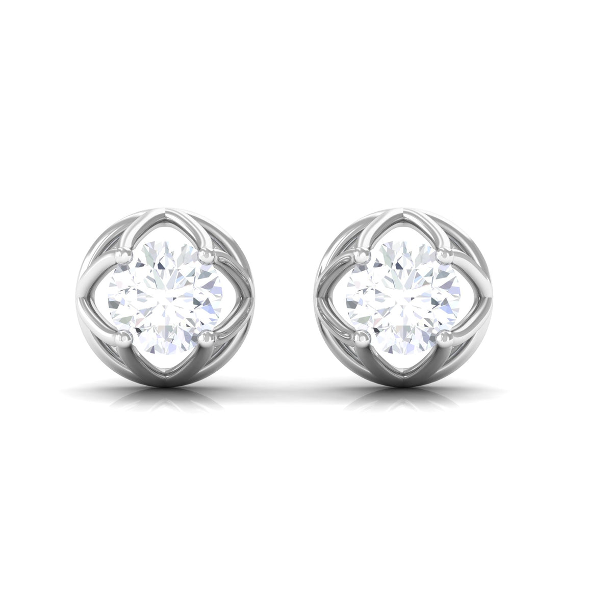0.50 Carat Round Brilliant Diamond Solitaire Stud Earrings with Screw Back