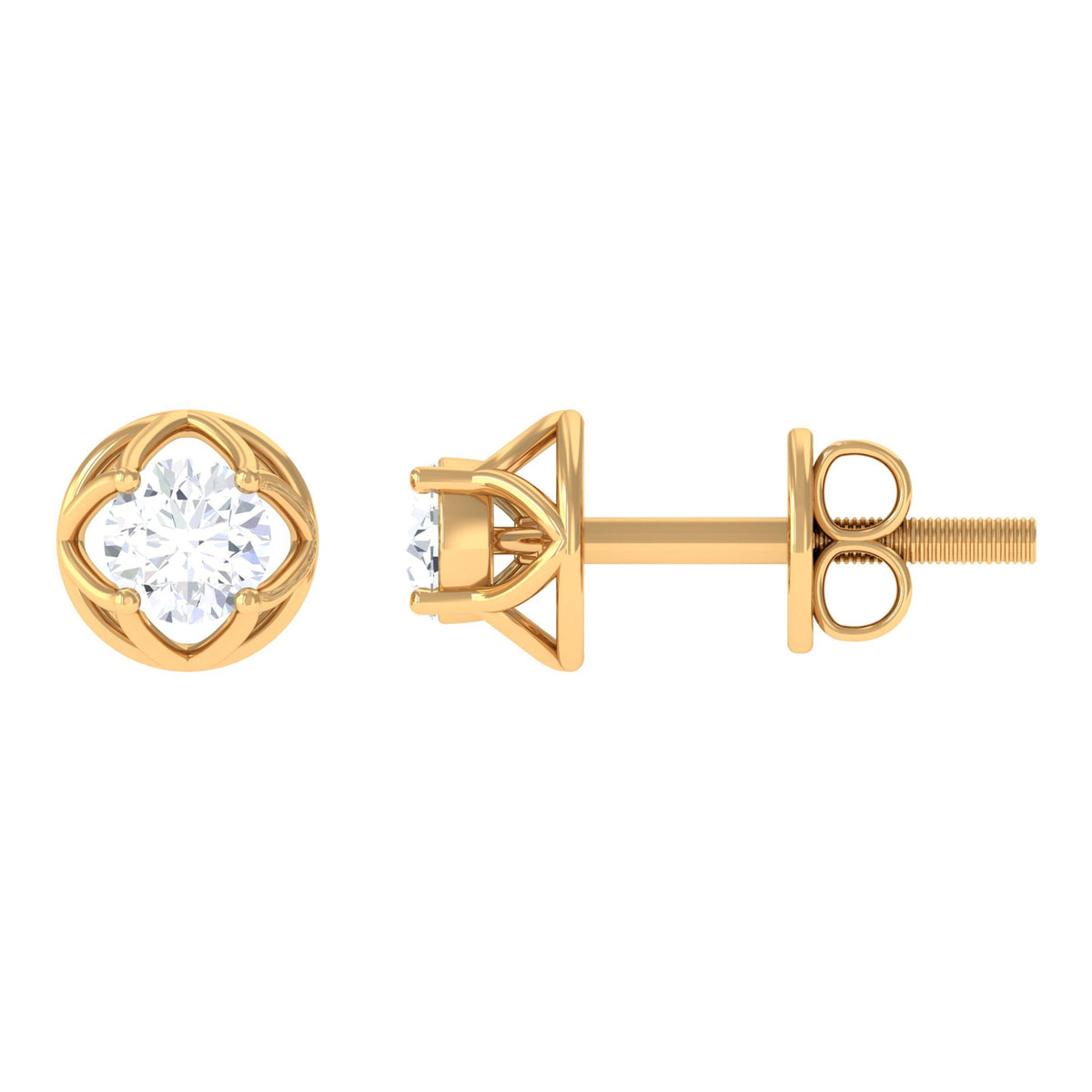 0.50 Carat Round Brilliant Diamond Solitaire Stud Earrings with Screw Back