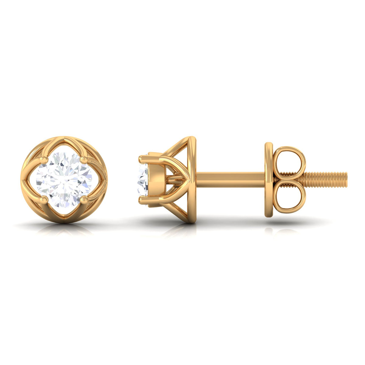 0.50 Carat Round Brilliant Diamond Solitaire Stud Earrings with Screw Back
