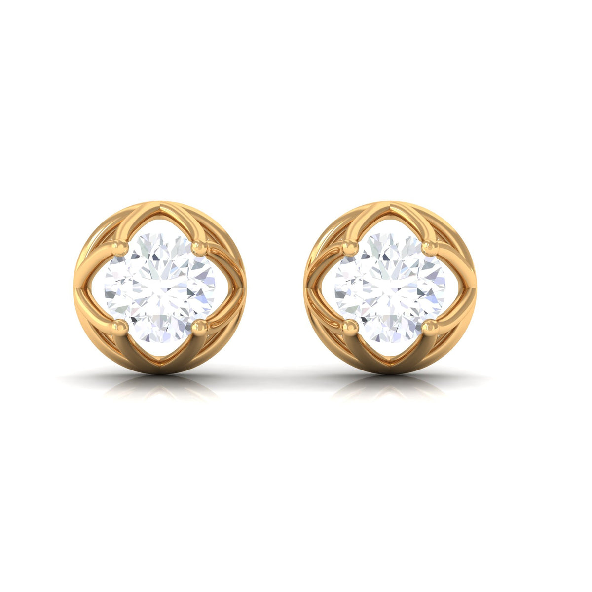 0.50 Carat Round Brilliant Diamond Solitaire Stud Earrings with Screw Back