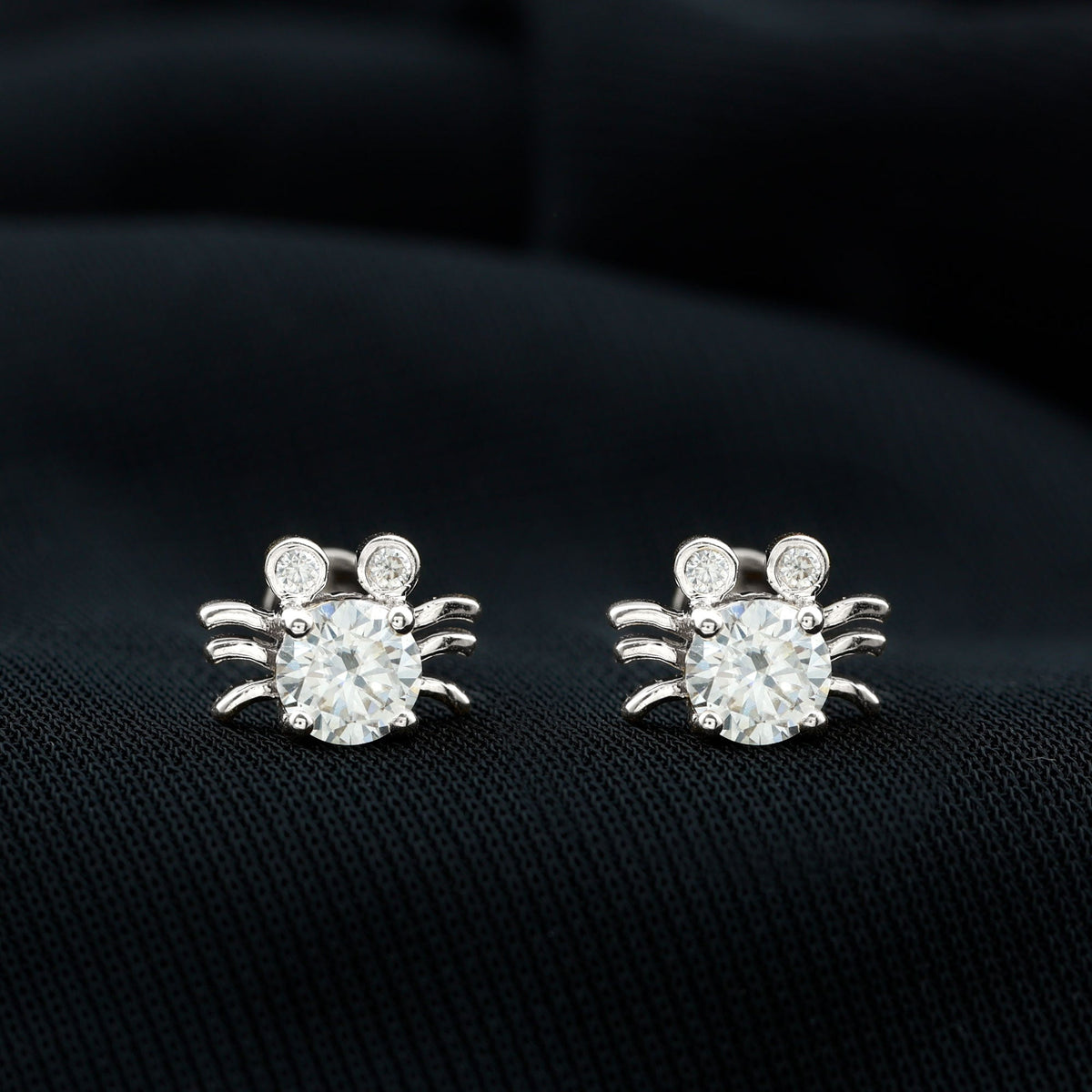 1 CT Moissanite Crab Stud Earrings with Certificate