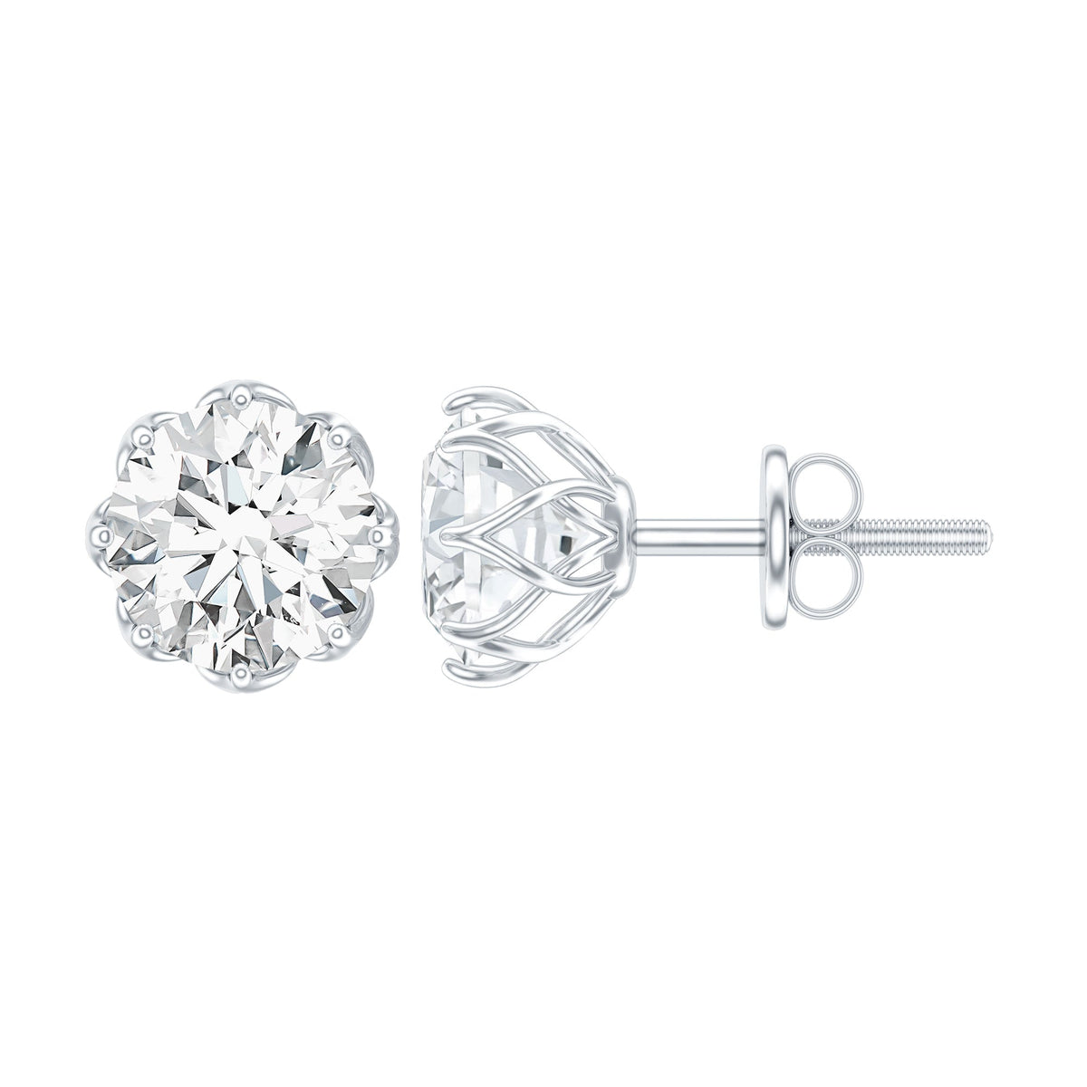 1.9 Carat Certified Lab Grown Diamond Solitaire Stud Earrings