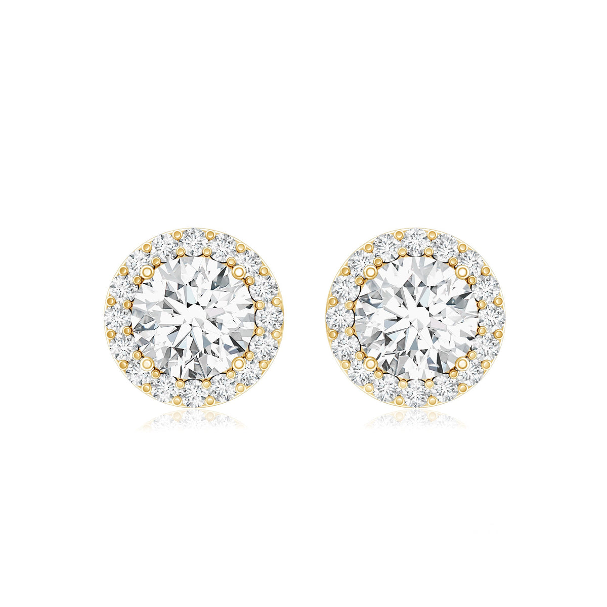 0.9 Carat Round Lab Grown Diamond Halo Stud Earrings With Screw Back