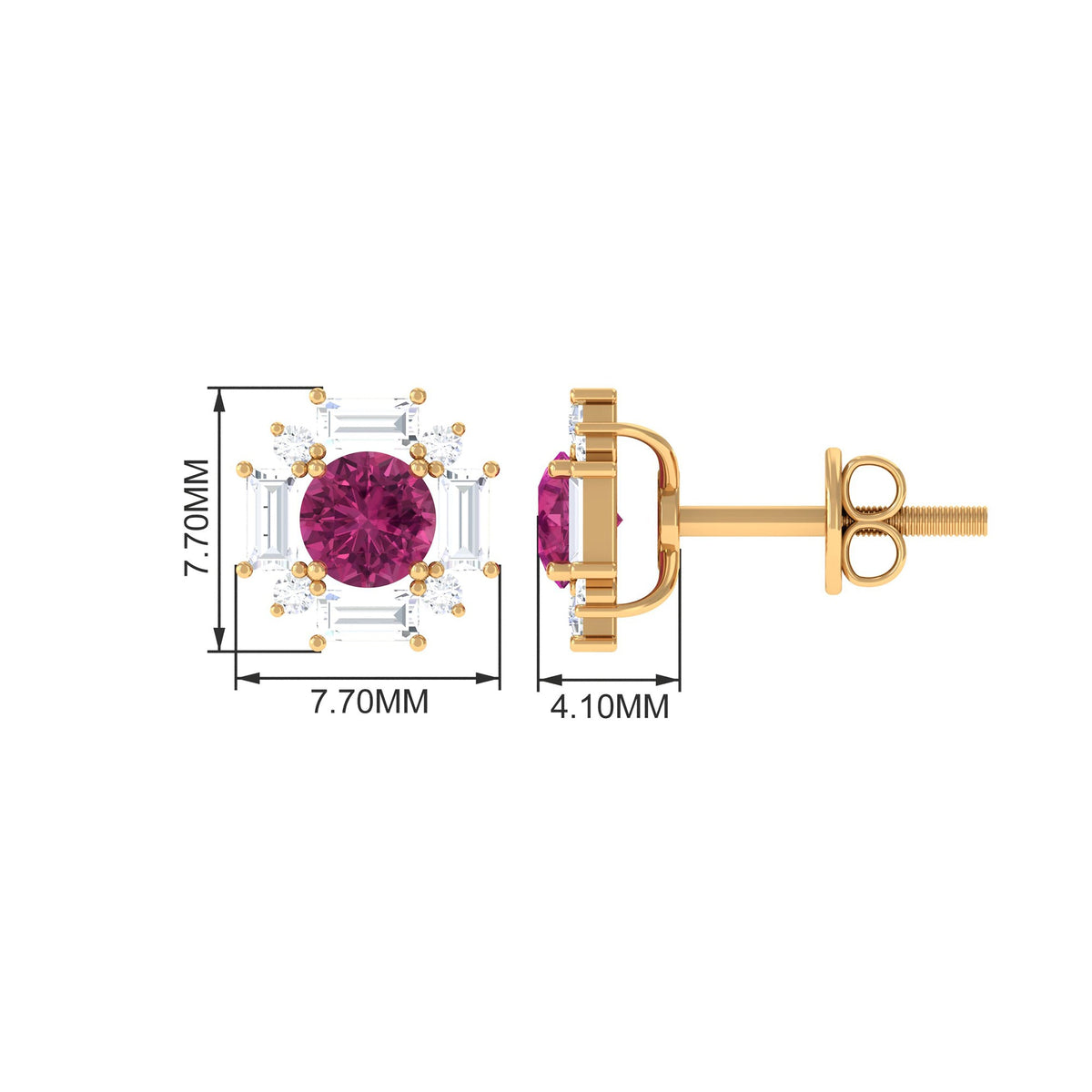 0.4 CT Pink Tourmaline and Diamond Halo Stud Earrings