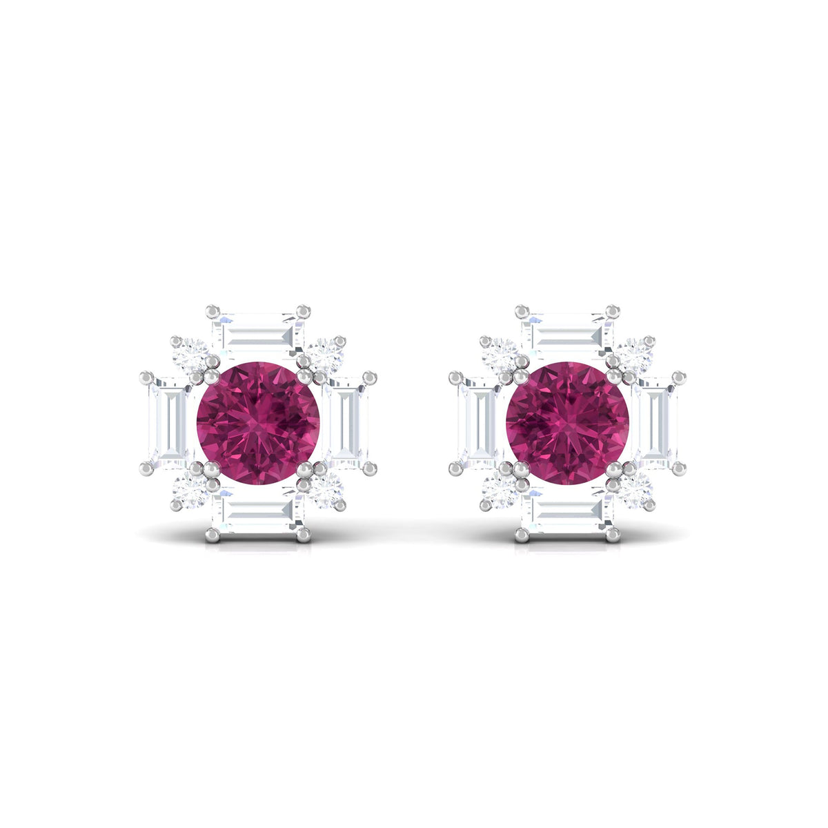 0.4 CT Pink Tourmaline and Diamond Halo Stud Earrings