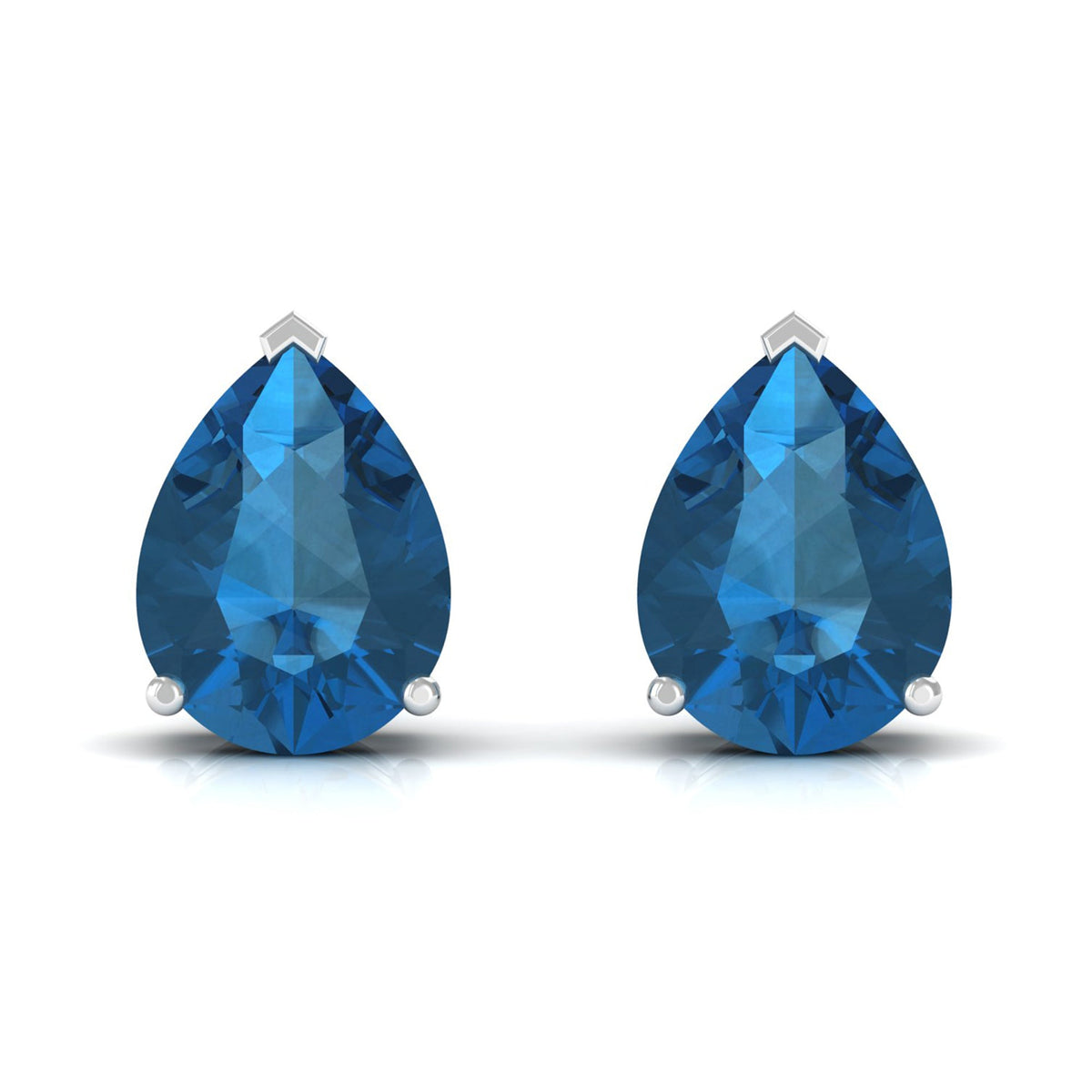 2.3 CT Solitaire Stud Earrings with Pear Shaped London Blue Topaz