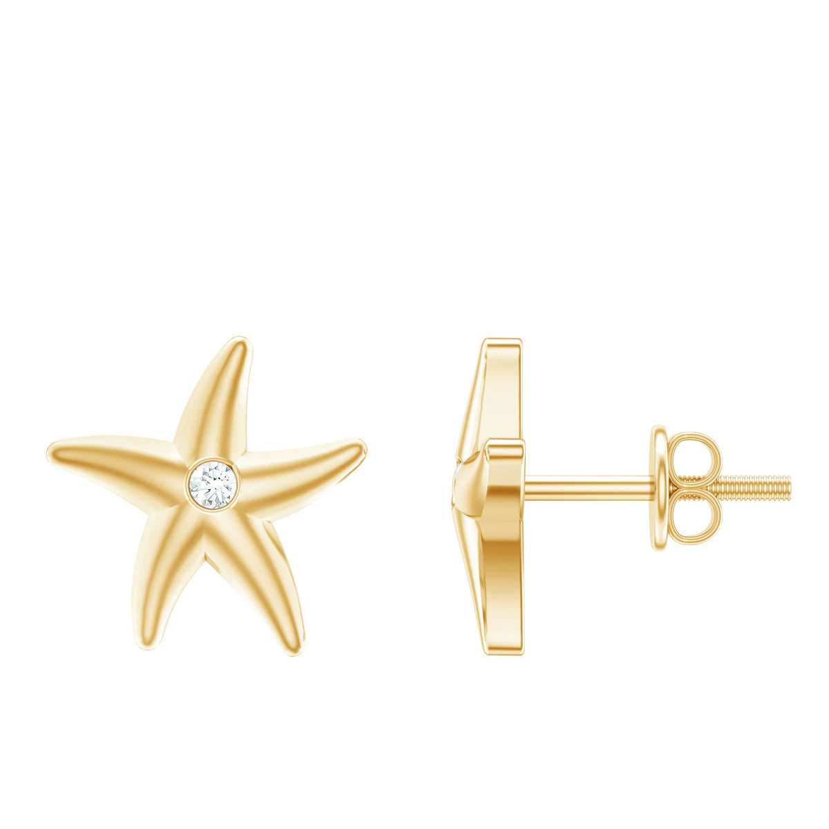Diamond Starfish Stud Earrings for Women