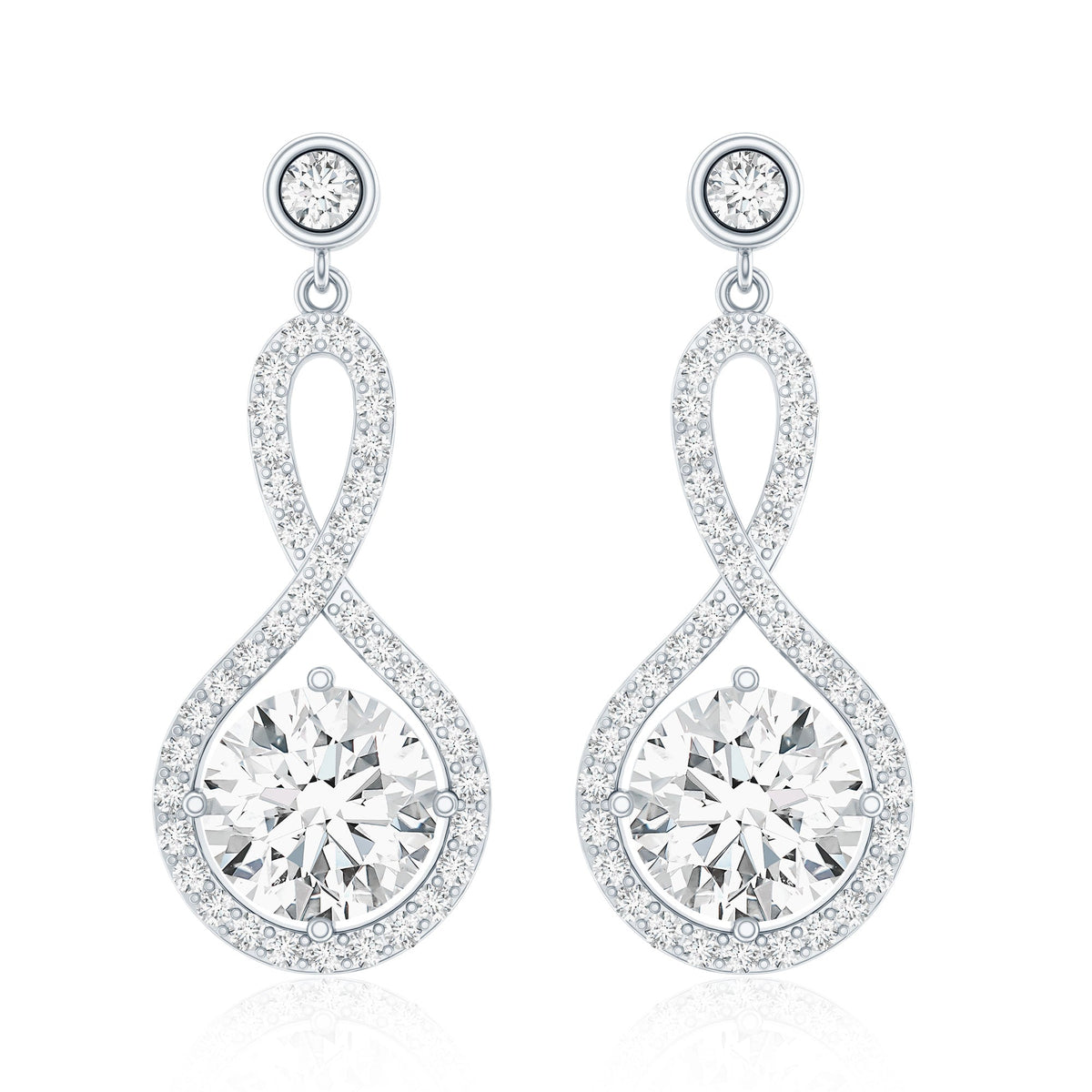 1.9 Carat Lab Grown Diamond Infinity Dangle Earrings For Women