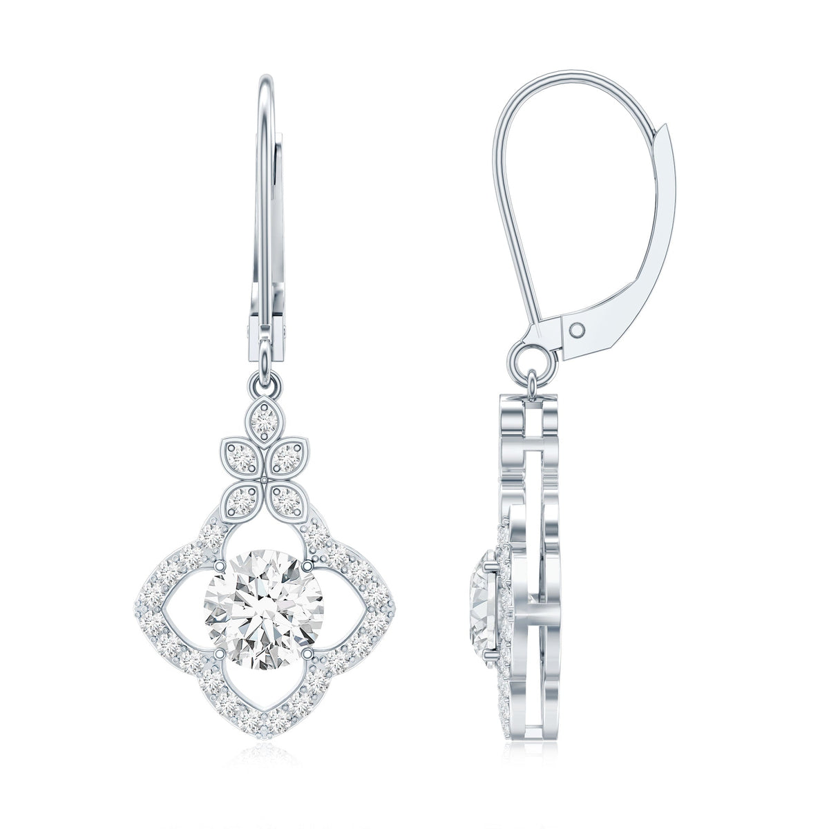 1.9 Carat Certified Lab Round Diamond Flower Drop Earrings