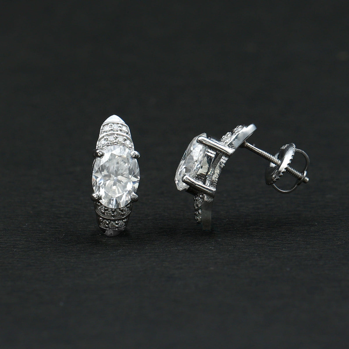 2.5 Carat Oval Lab Grown Diamond Vintage Style Stud Earrings
