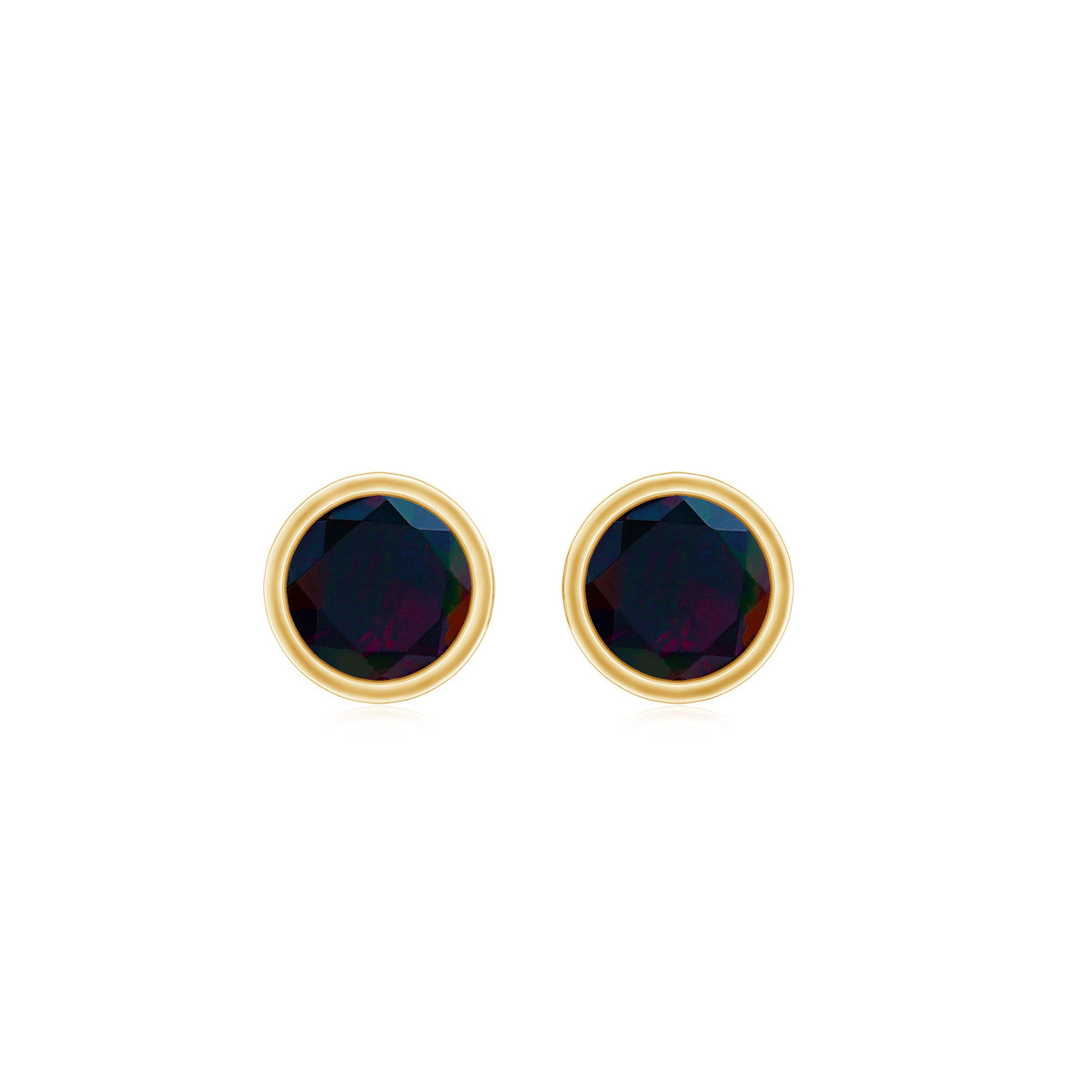 0.9 Carat Dainty Black Opal Solitaire Stud Earrings in Bezel Setting