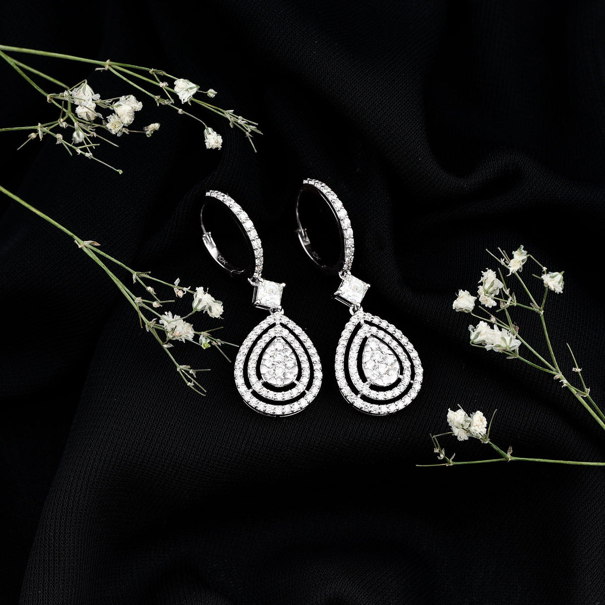 Certified Moissanite Teardrop Hoop Earrings for Women