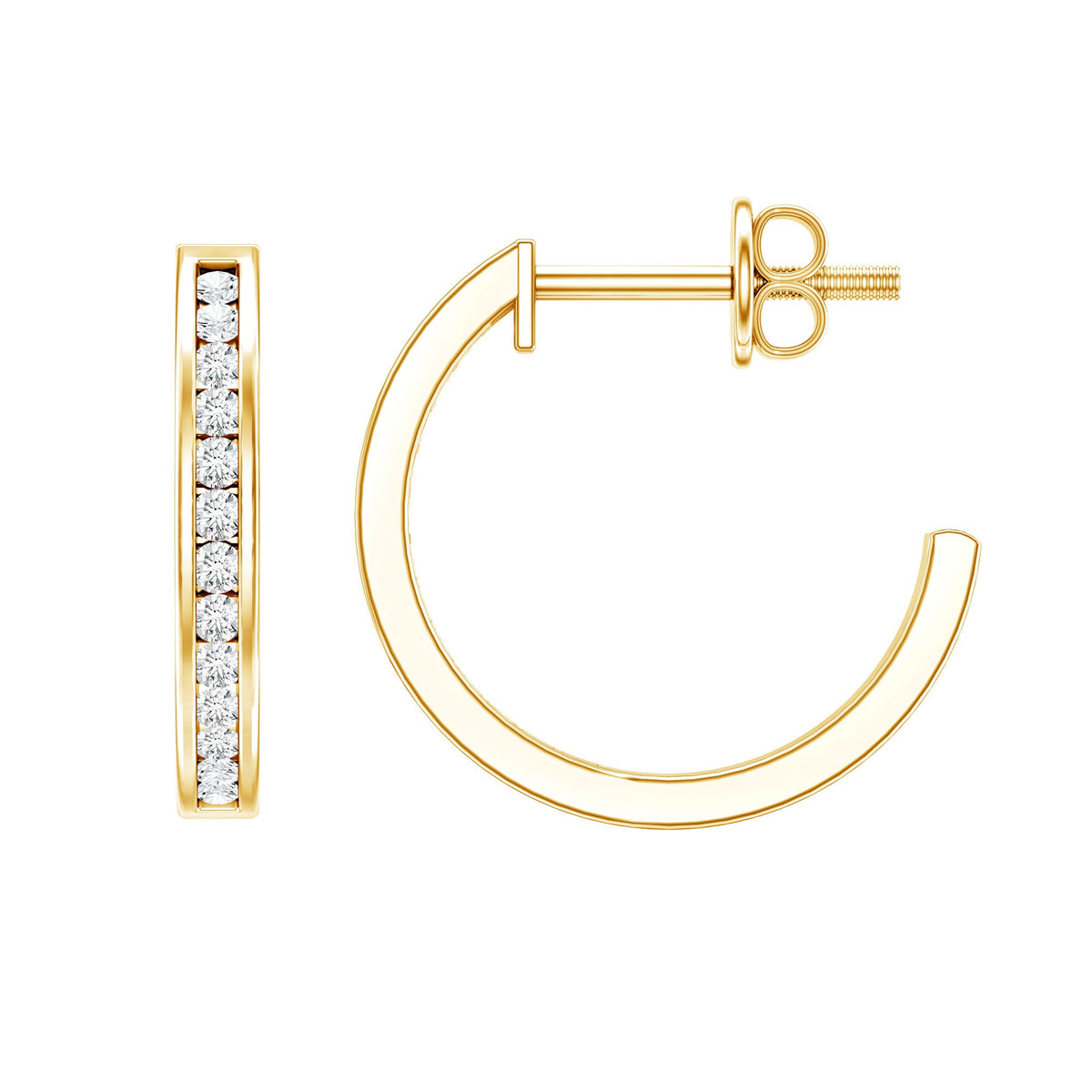 Diamond Hinged Hoop Earrings in Channel Setting