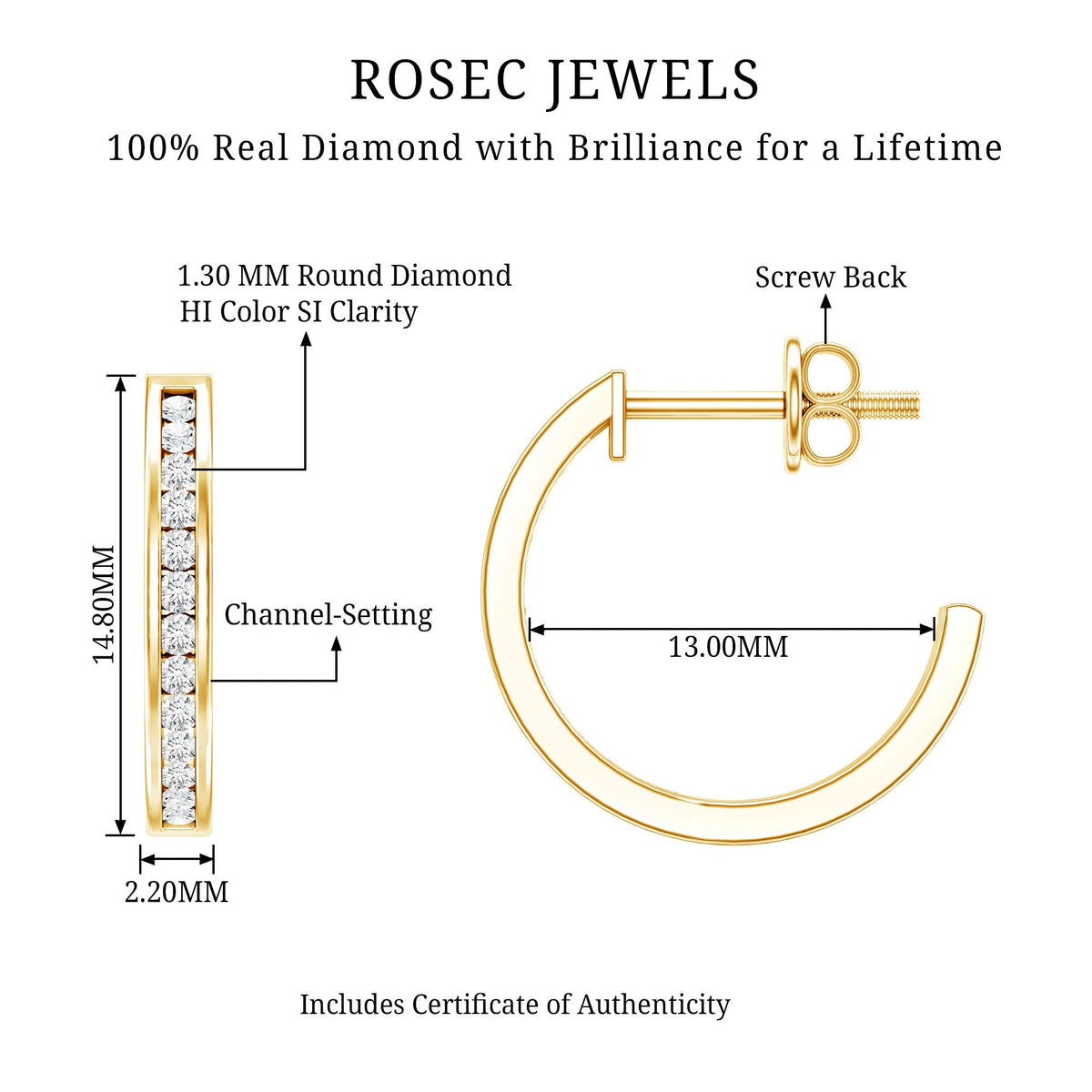 Diamond Hinged Hoop Earrings in Channel Setting