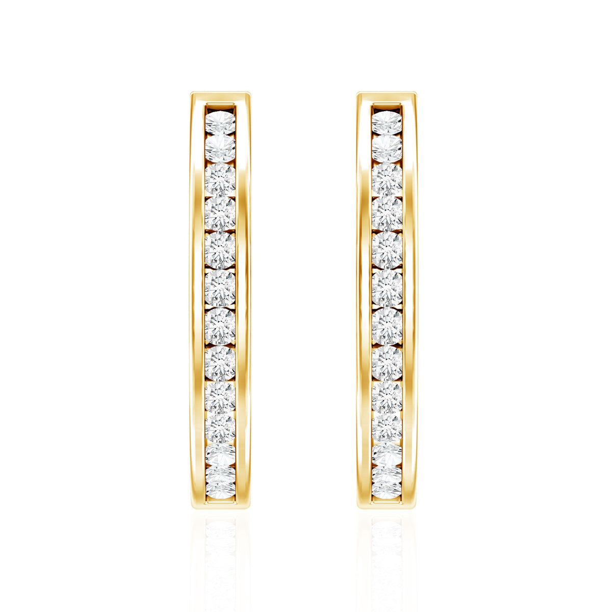 Diamond Hinged Hoop Earrings in Channel Setting