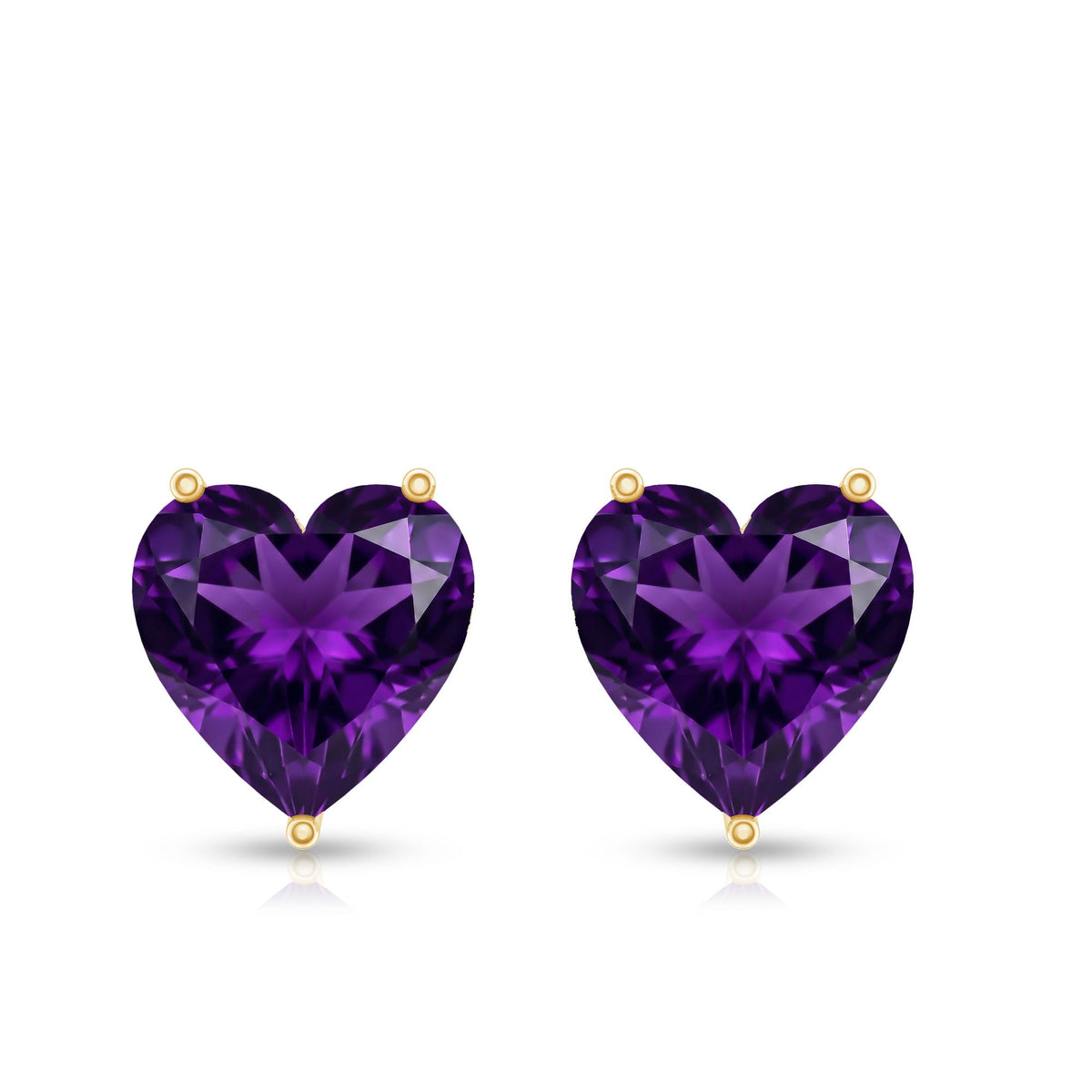 Heart Shape Amethyst Solitaire Stud Earrings for Her