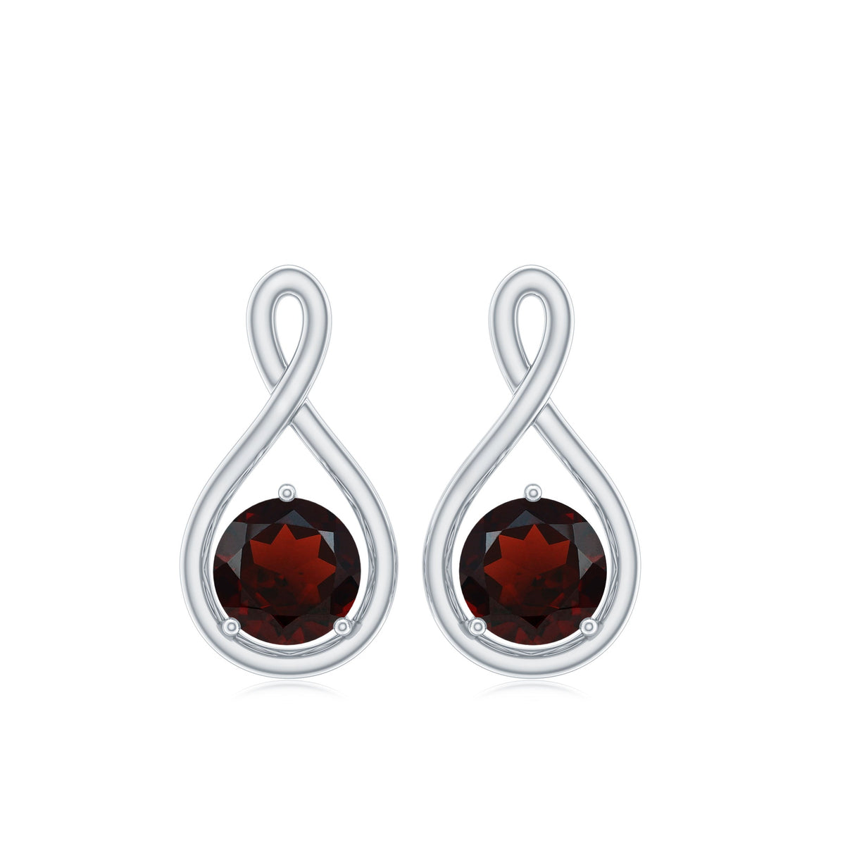 0.6 Carat Round Shaped Garnet Infinity Stud Earrings