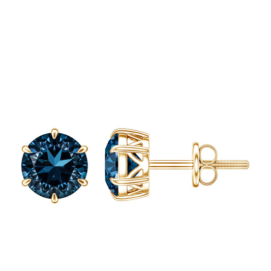 2.7 Carat London Blue Topaz Solitaire Stud Earrings