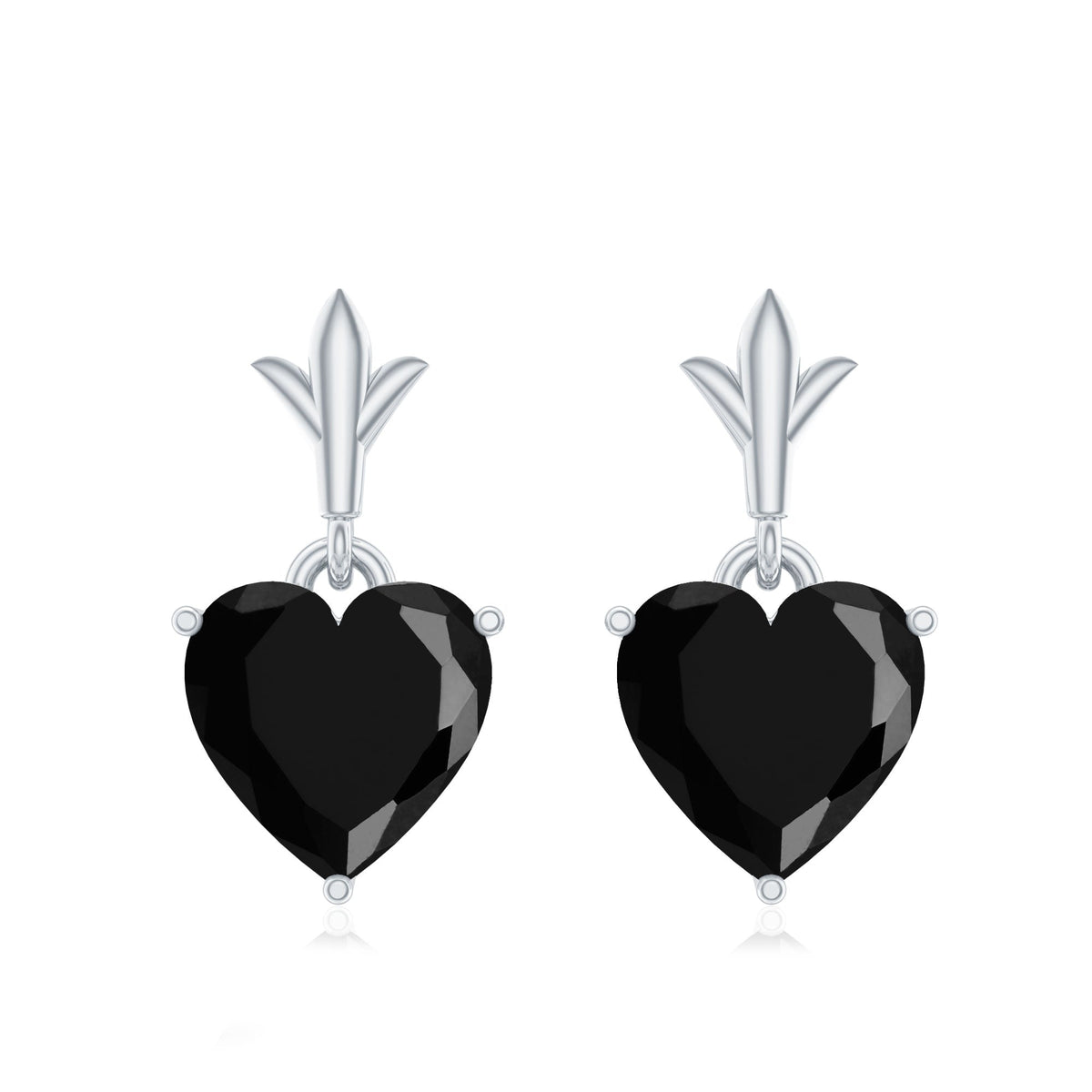 4.2 Carat Solitaire Black Onyx Heart Drop Earrings