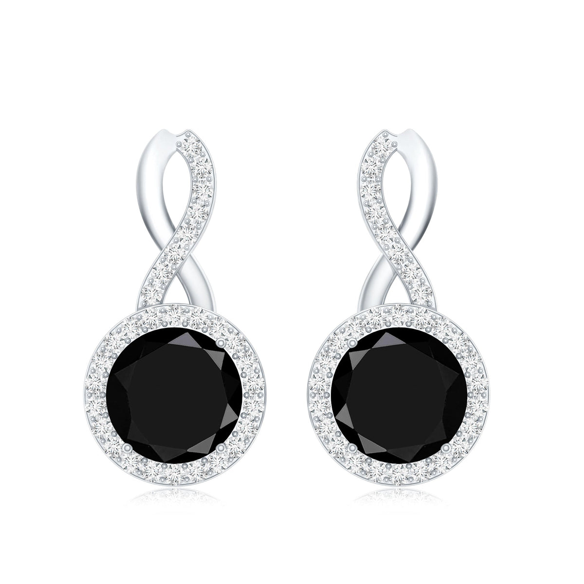 1.6 Carat Lab Grown Black and White Diamond Infinity Stud Earrings