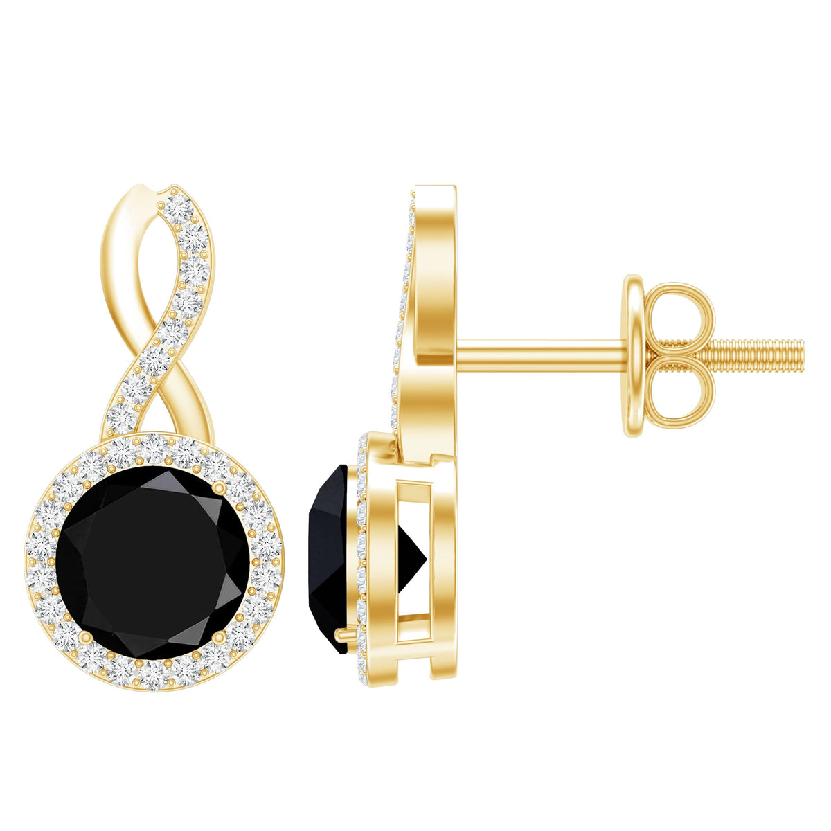 1.6 Carat Lab Grown Black and White Diamond Infinity Stud Earrings