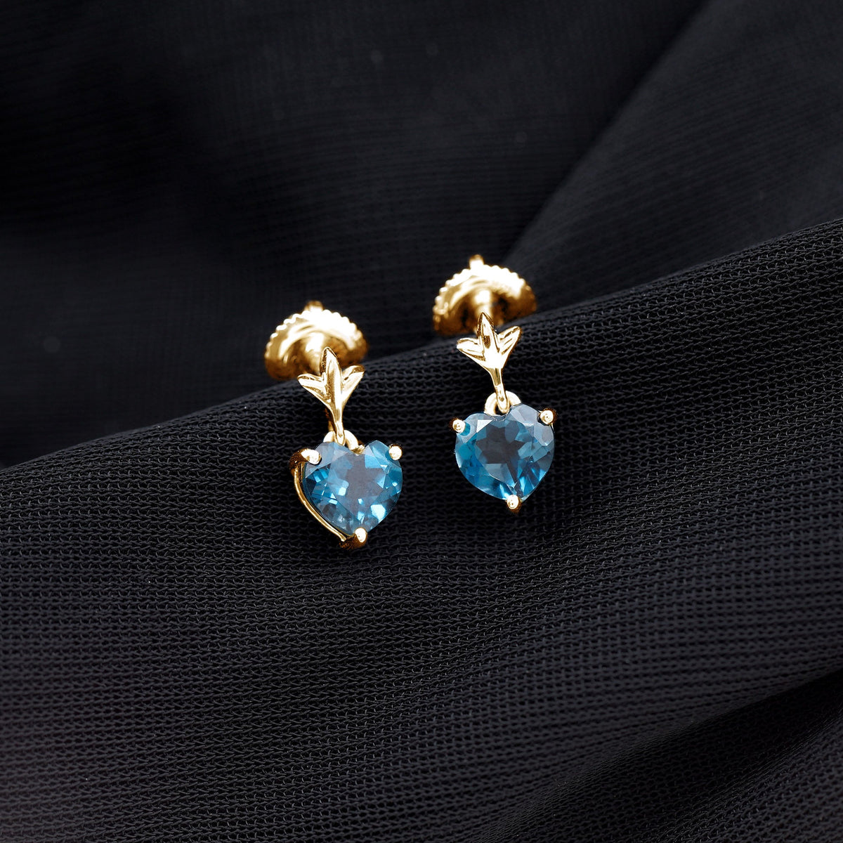 4 Carat London Blue Topaz Heart Drop Earrings for Women
