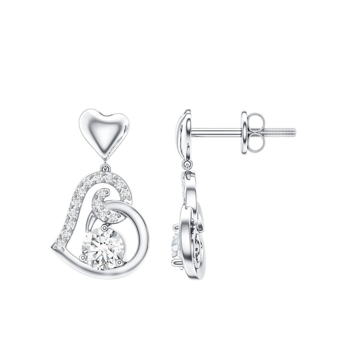 0.6 Carat Moissanite Heart Drop Earrings for Women