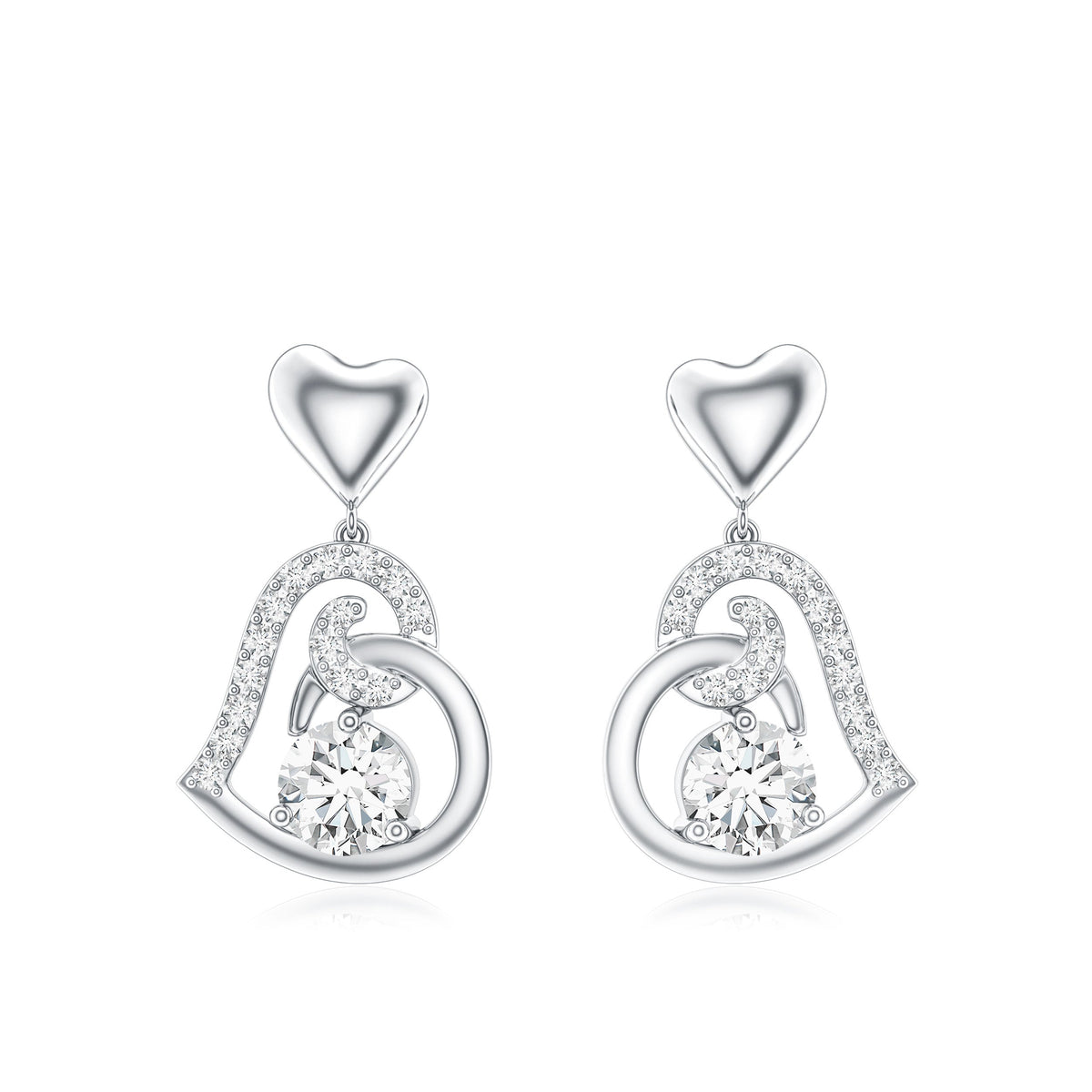 0.6 Carat Moissanite Heart Drop Earrings for Women