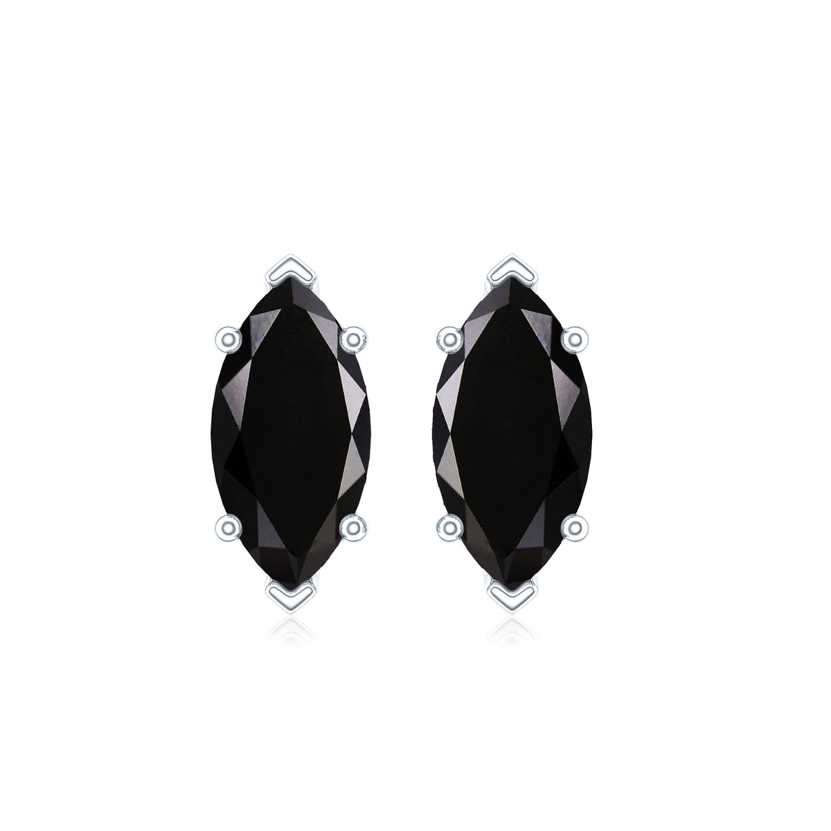 Genuine Black Onyx Marquise Stud Earrings with Certificate