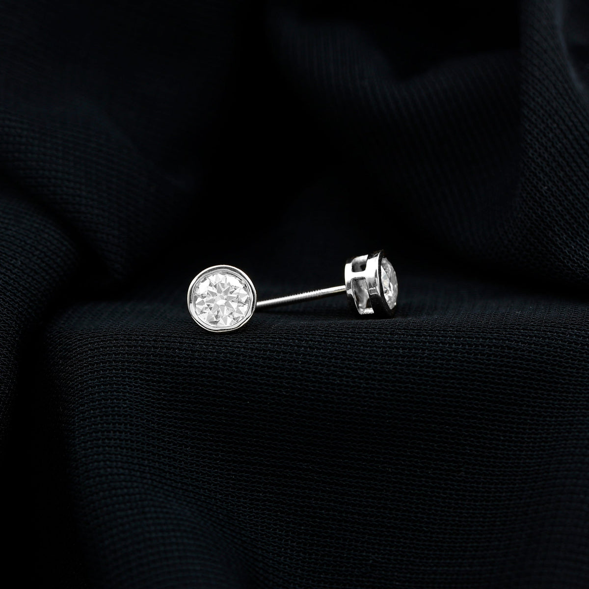 Bezel Set Round Cut Moissanite Stud Earrings