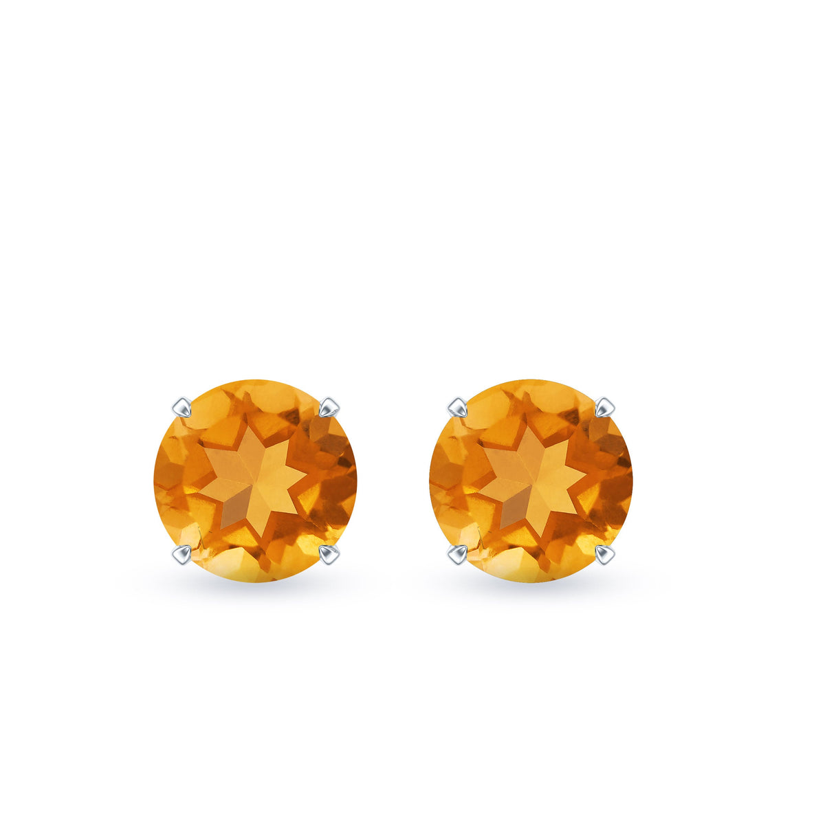 1 CT Round Cut Citrine Solitaire Stud Earrings with Certificate