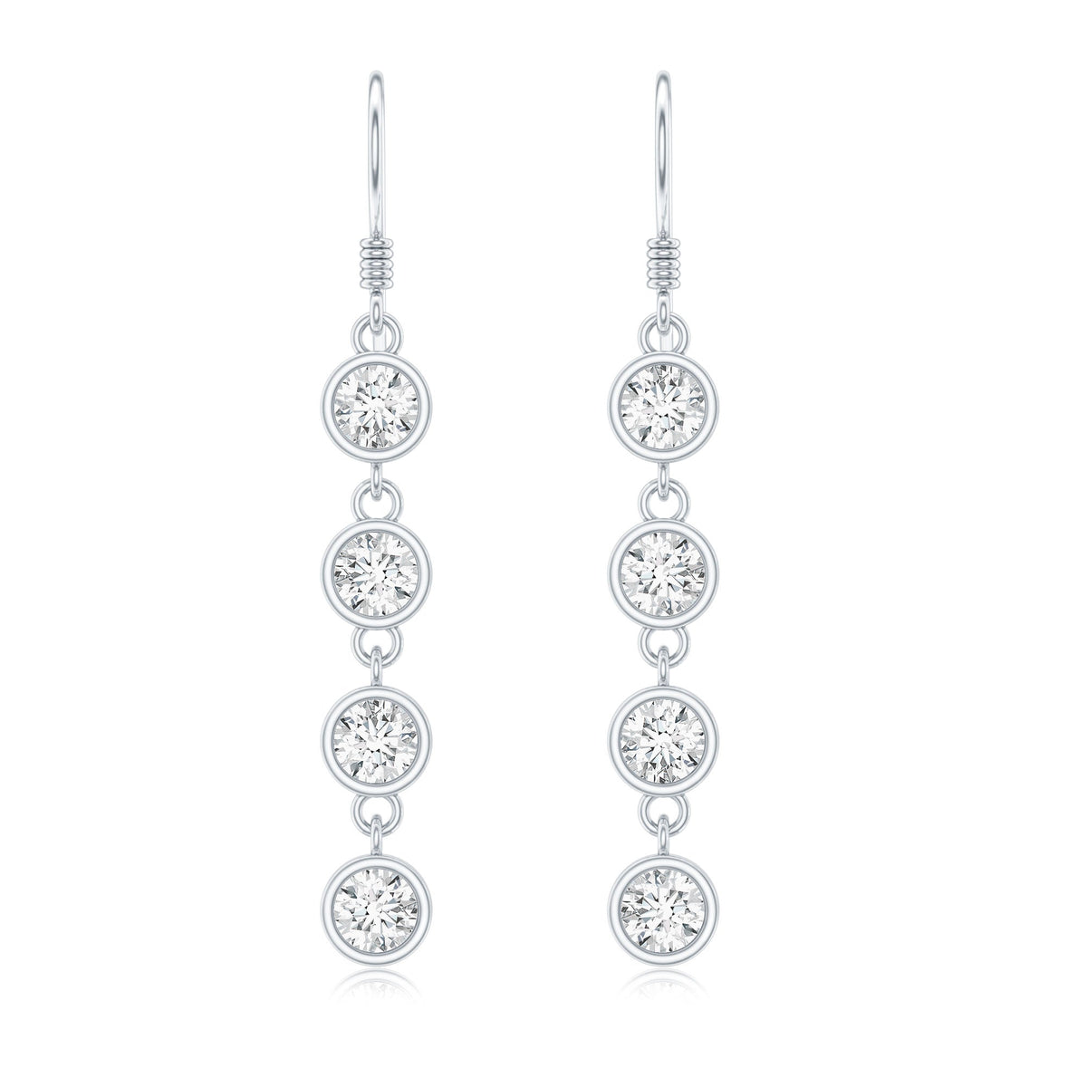 Bezel Set Round Moissanite Simple Dangle Earrings