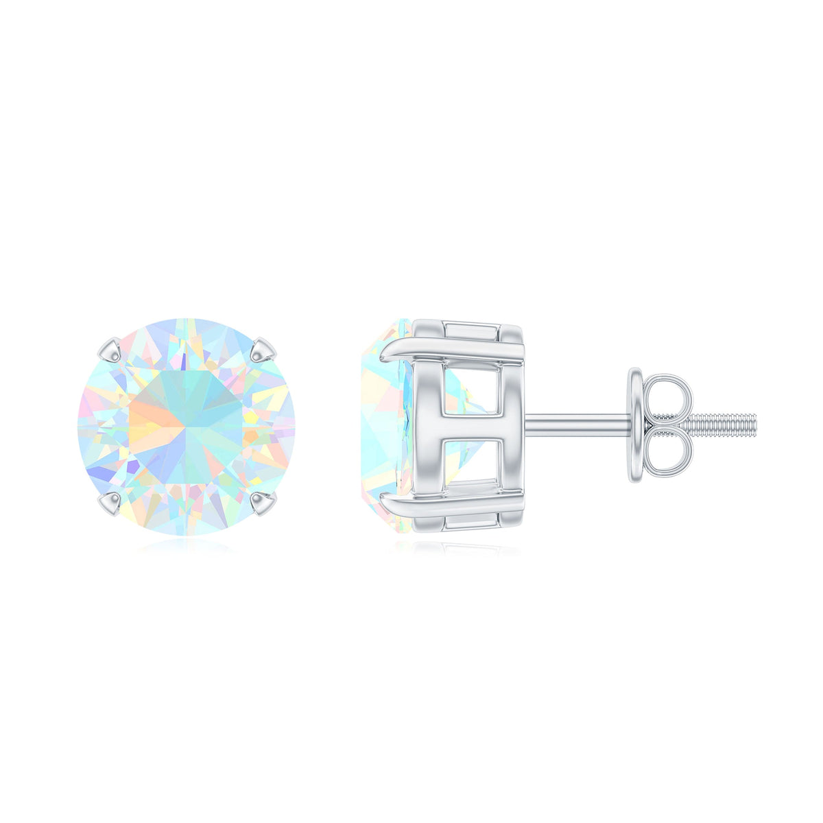 4 Carat Round Cut Ethiopian Opal Solitaire Stud Earrings for Women