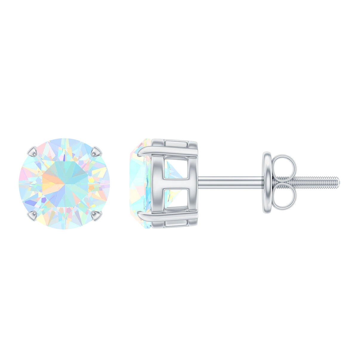 1.6 Carat Solitaire Ethiopian Opal Stud Earrings in Silver