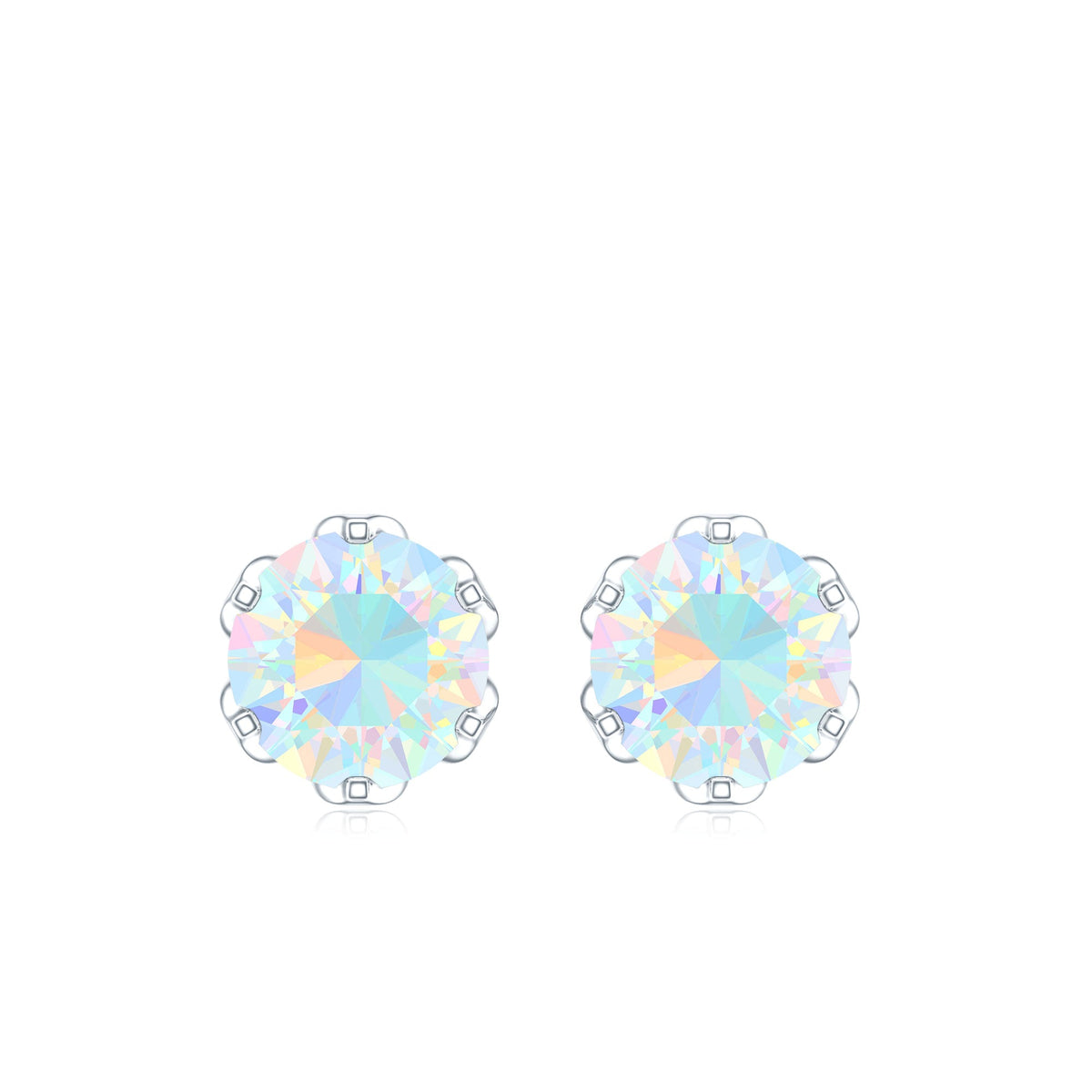 1.6 Carat Round Ethiopian Opal Solitaire Stud Earrings For Her