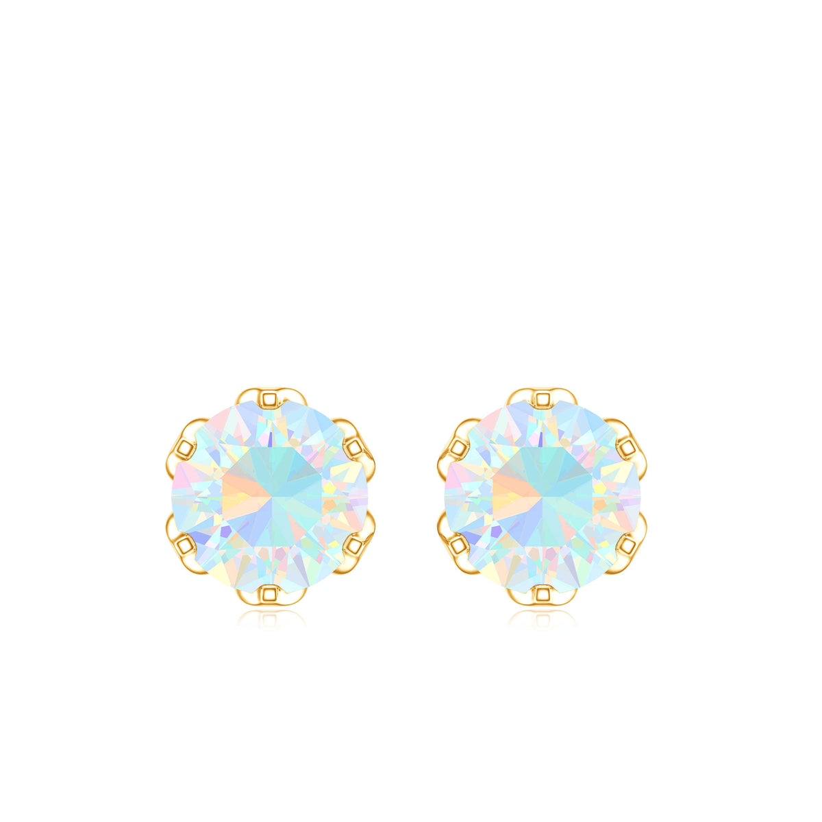 1.6 Carat Round Ethiopian Opal Solitaire Stud Earrings For Her