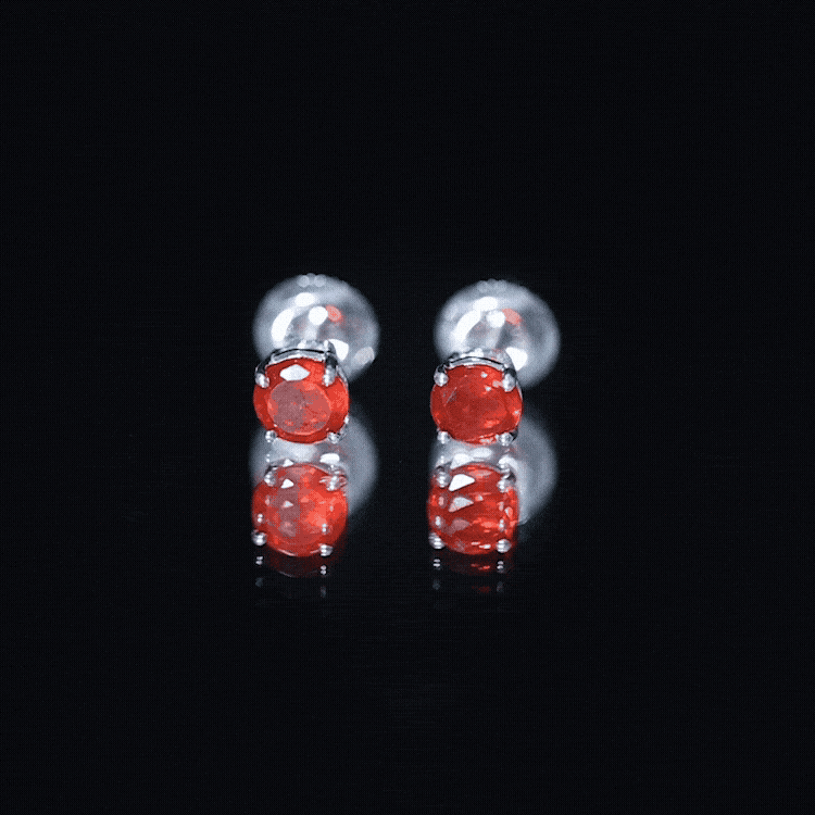 Fire Opal Stud Earrings with Screw on Backs