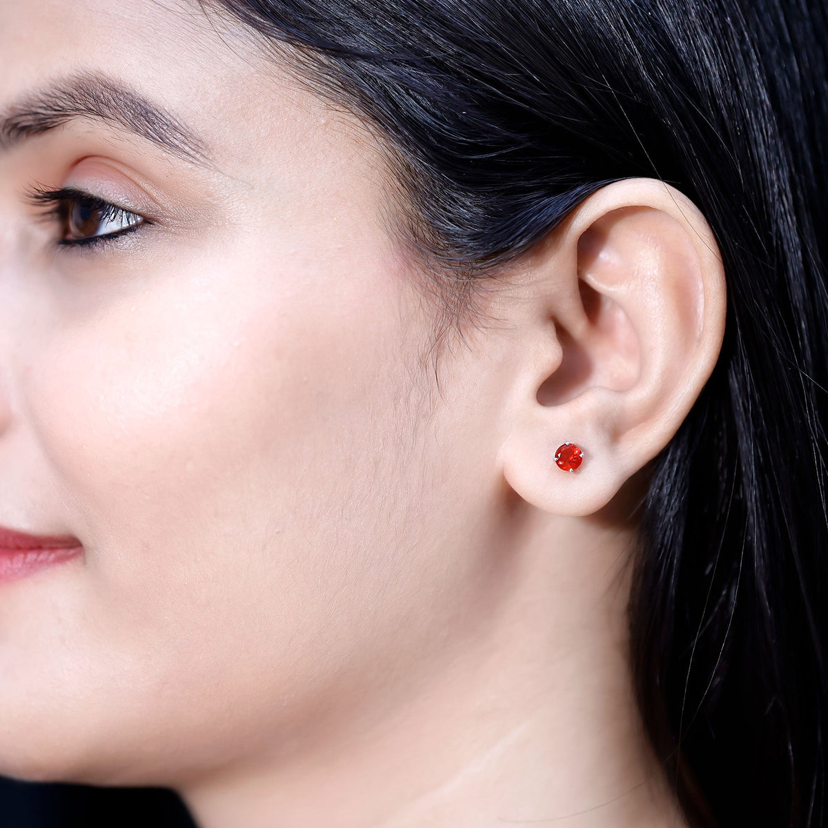 Fire Opal Stud Earrings with Screw on Backs
