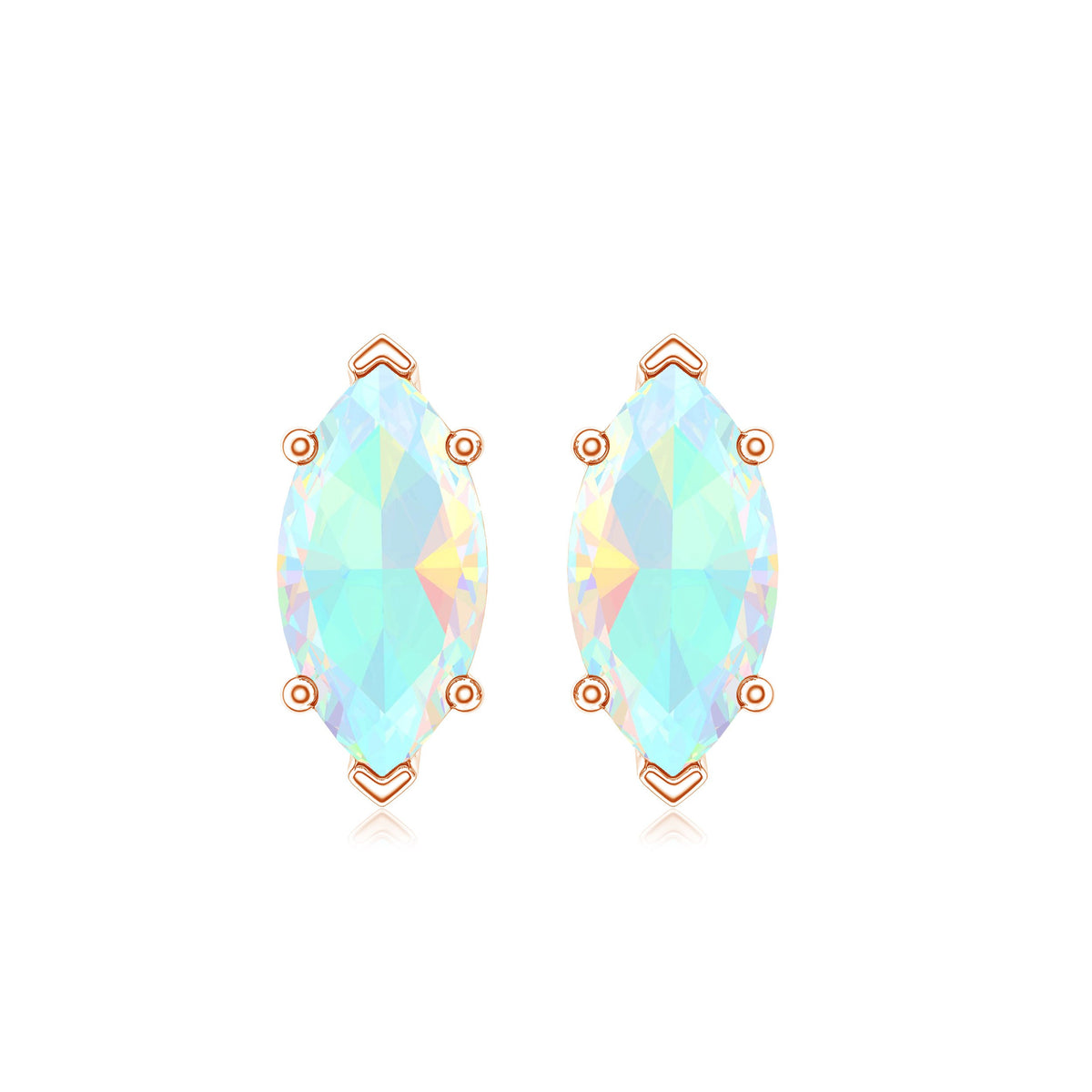 Certified Real Marquise Ethiopian Opal Earrings with Screw Back