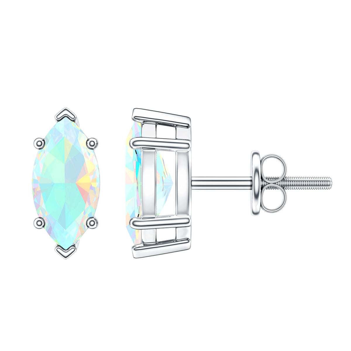 Certified Real Marquise Ethiopian Opal Earrings with Screw Back