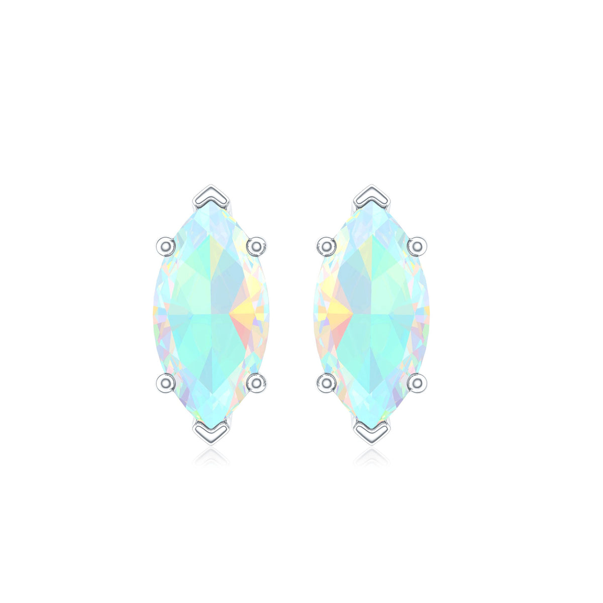 Certified Real Marquise Ethiopian Opal Earrings with Screw Back