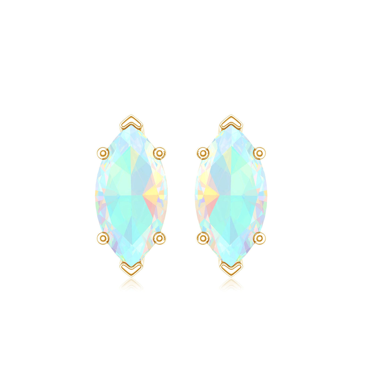 Certified Real Marquise Ethiopian Opal Earrings with Screw Back