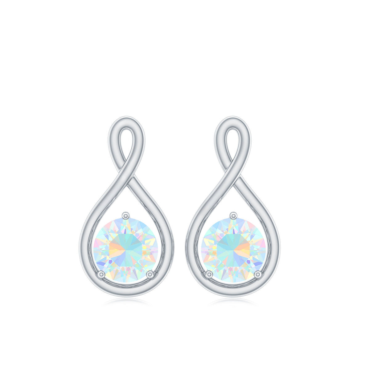 Genuine Ethiopian Opal Infinity Stud Earrings with Certificate