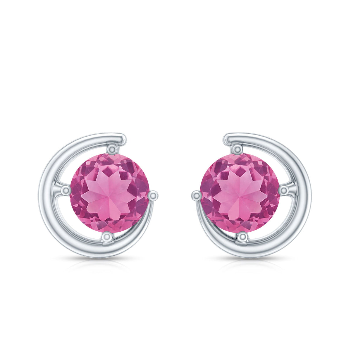 0.9 Carat Genuine Pink Tourmaline Solitaire Stud Earrings