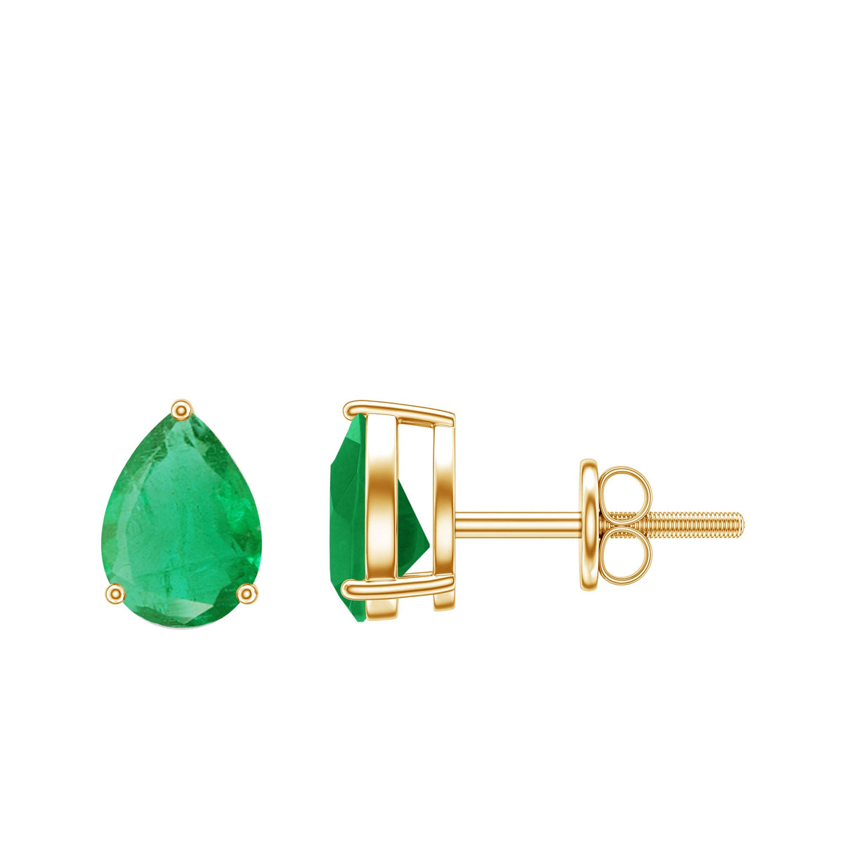 1.3 Carat Pear Cut Emerald Solitaire Stud Earrings