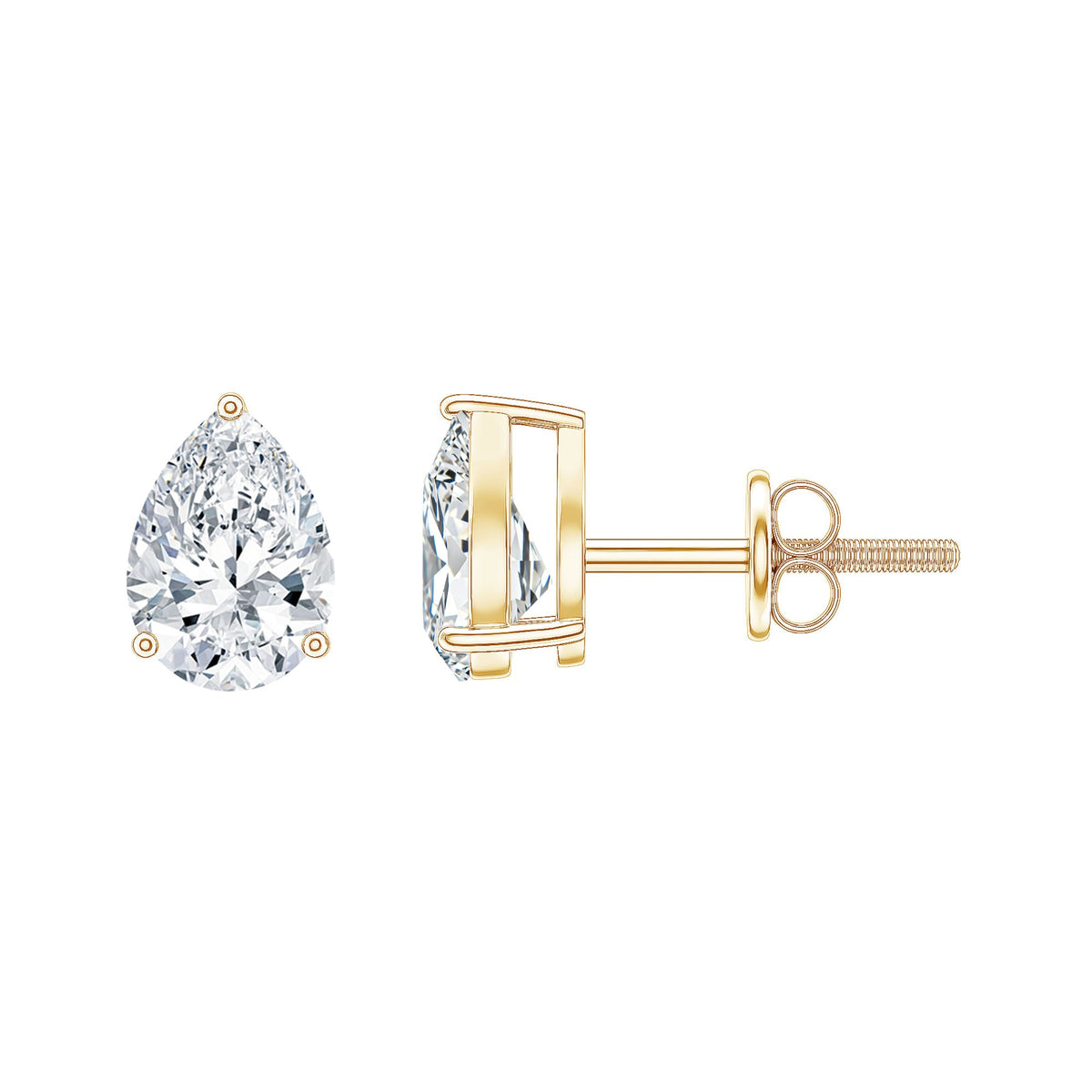 1.5 Carat Pear Cut Moissanite Teardrop Stud Earrings