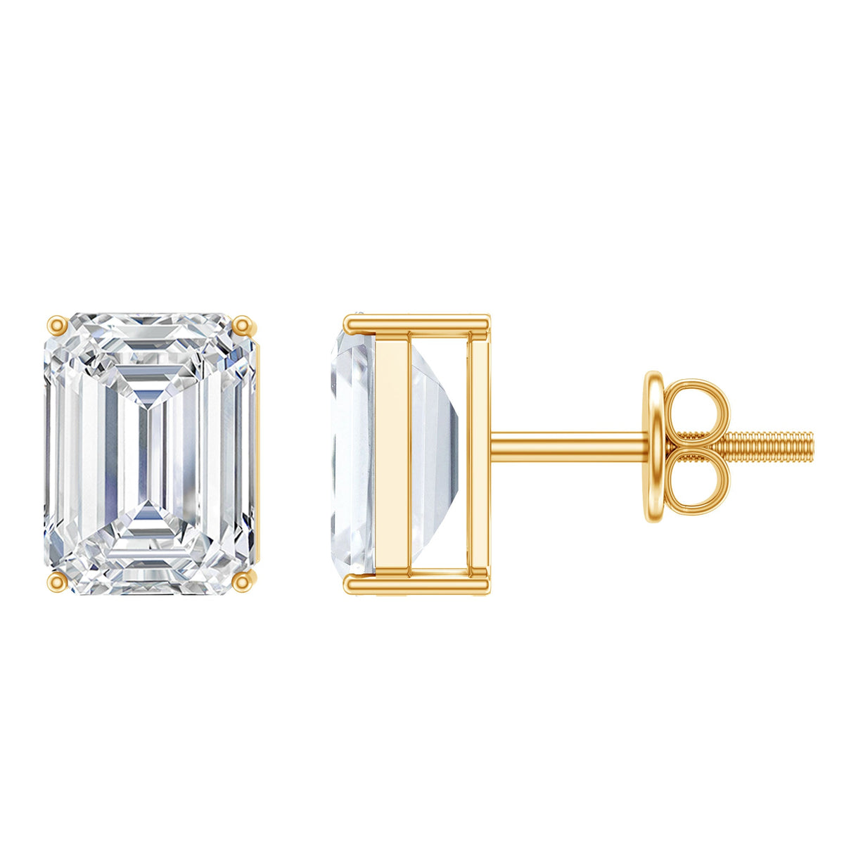 Certified Moissanite Emerald Cut Stud Earrings For Women