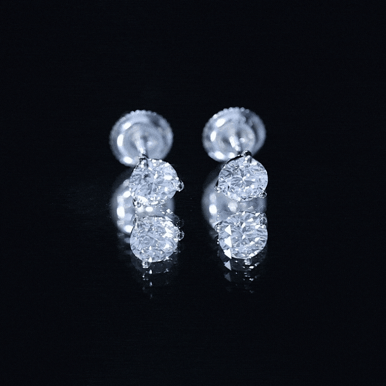 1 Carat Certified Moissanite Martini Stud Earrings